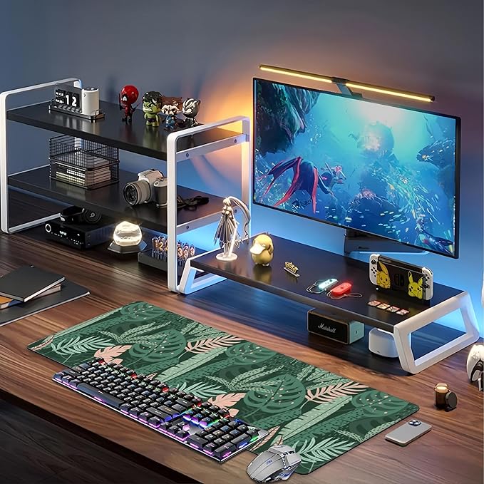 Tropical Plants and Leaves Desk Mat, Large Tropical Palm Leaves Gaming Keyboard - Image 6