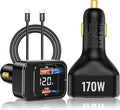 170W PD3.1 Car Charger with LED Voltage Display, USB-C Cigarette Lighter by USHIGOO