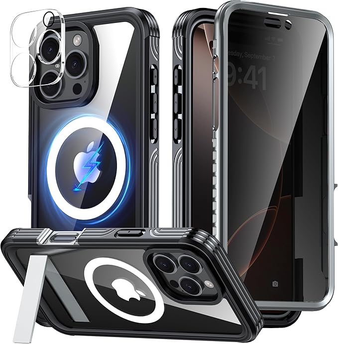 Magnetic & Stand for iPhone 16 Pro Max Case Built-in Privacy Screen Protector by Unknown