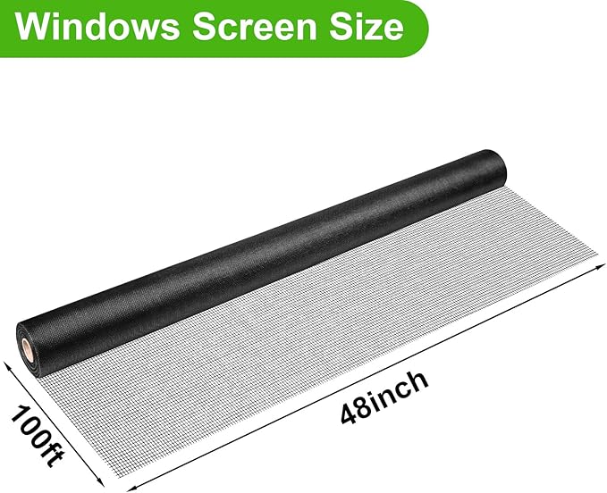 Ouskr Replacement Window Screens Roll, 48 inch x 100 feet Durable Window Screen - Image 2