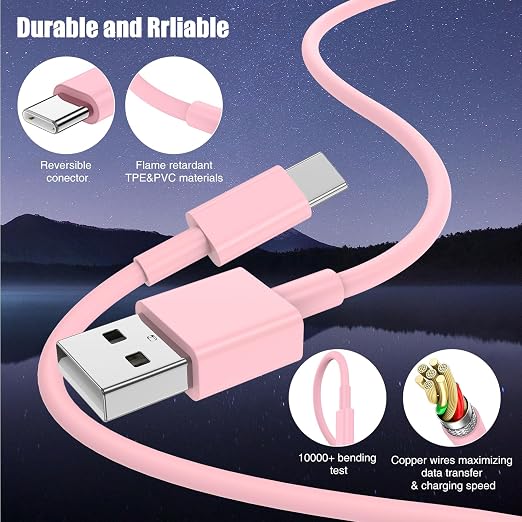 3-Pack Pink USB A to USB C Cable，USB to USB C Car Carplay Cable - Image 7