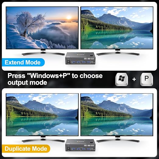 KVM Switch 2 Monitors 2 Computers 8K@60Hz/4K@144Hz, HDMI Displayport KVM - Image 3