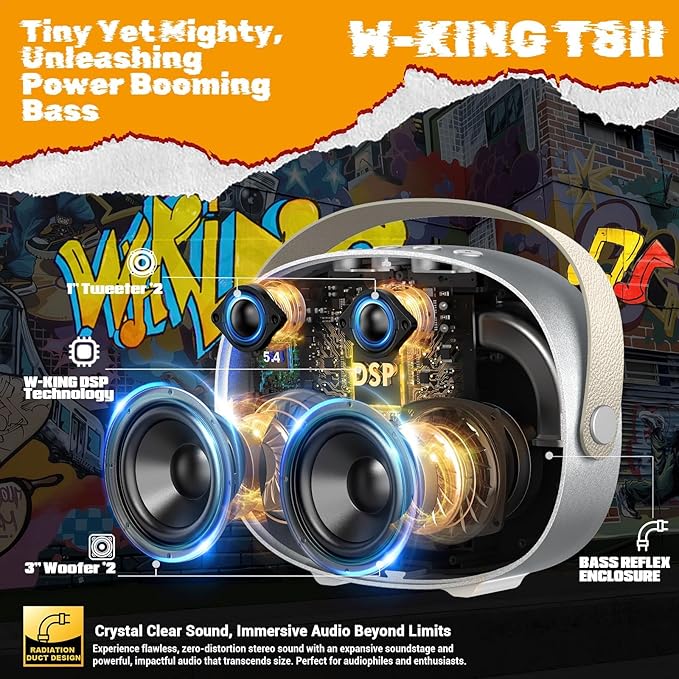 W-KING Portable Loud Speakers Bluetooth Wireless, T8II 96W Peak Powerful - Image 2