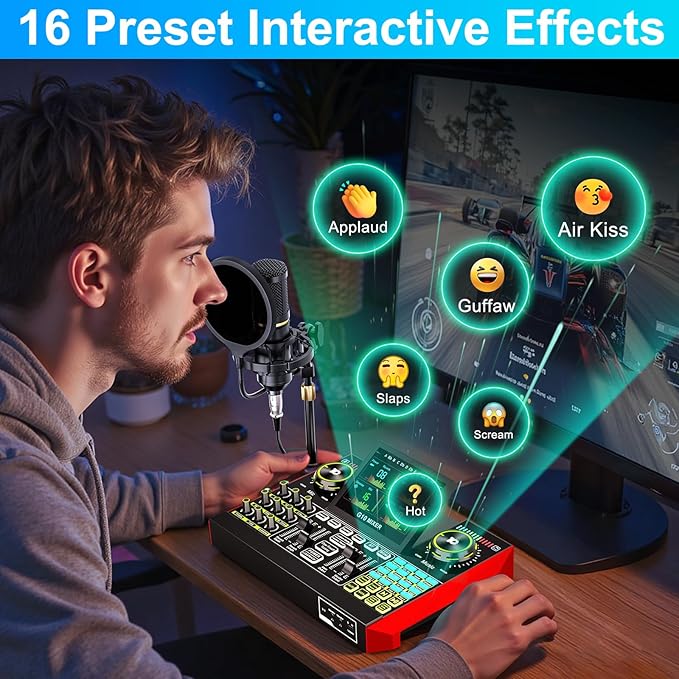 Podcast Microphone Bundle with Live Sound Card Audio Mixer, Podcast Equipment - Image 3