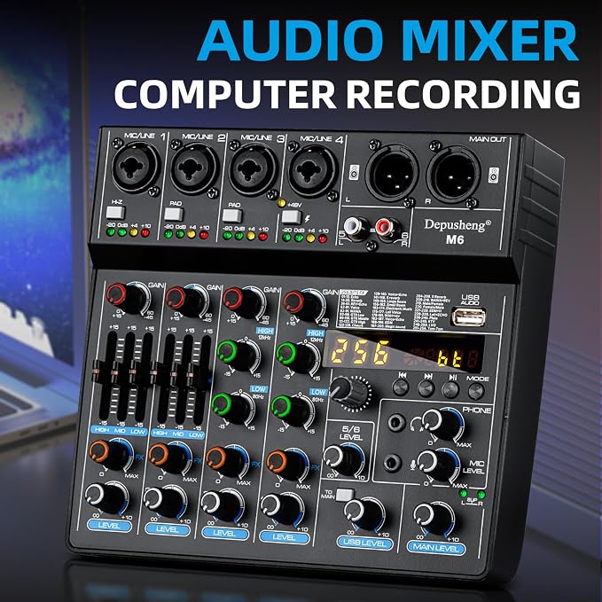 Depusheng M6 Portable Mini Mixer 6-Channel Audio Mixer DJ Console - Image 7