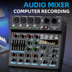 Depusheng M6 Portable Mini Mixer 6-Channel Audio Mixer DJ Console - Image 7