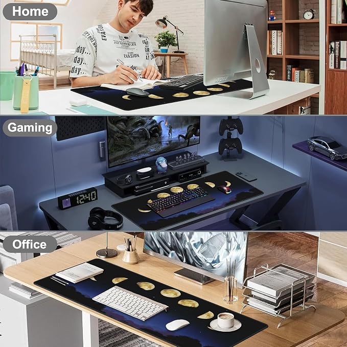 Mouse Pad, Large Moon Phase and Forest Desk Mat, Extended Non-Slip Gaming - Image 7