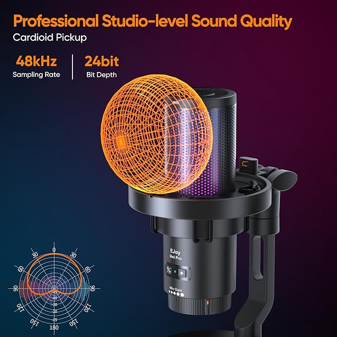COMICA EJoy Uni Pro Wireless Gaming USB Microphone, Noise Cancellation RGB - Image 3