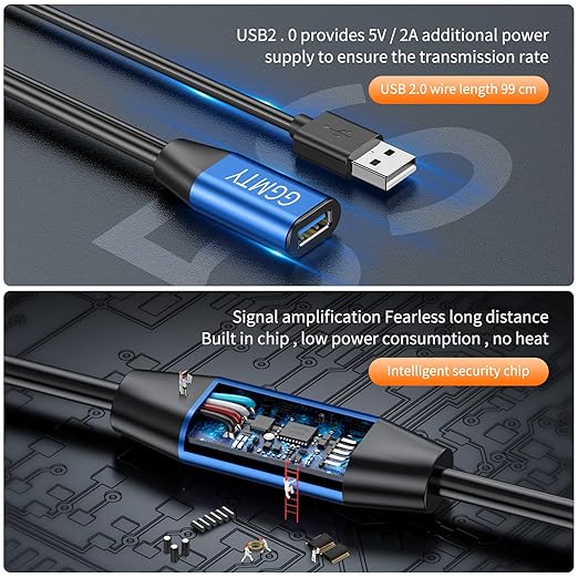 USB 2.0 Type A Male to A Female Active Repeater Extension Cable 30ft, High - Image 5