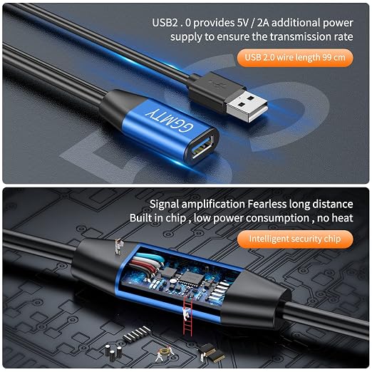 USB 2.0 Type A Male to A Female Active Repeater Extension Cable 50ft, High - Image 5