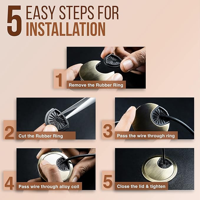 MAHDPRO Metal Desk Grommet 2 Inch Pack of 2-Bronze Zinc Alloy Metallic Desk - Image 3