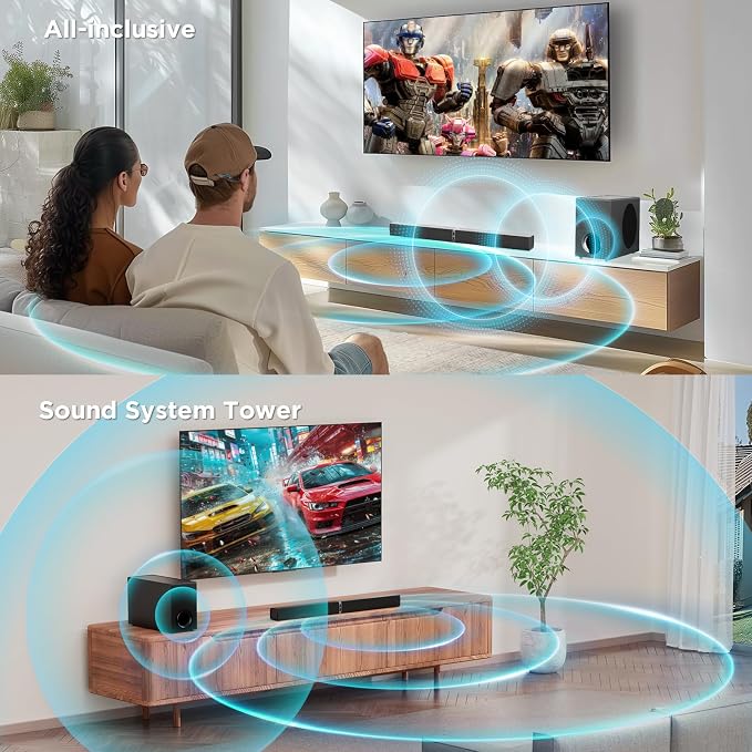 MZEIBO Sound bar with Subwoofer, 120W Bluetooth 5.0 TV Soundbar Home Theater - Image 8