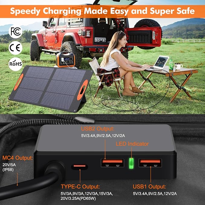 N-Type 16BB 100W Portable Solar Panel 18V Mono ETFE Foldable Solar Panel - Image 2