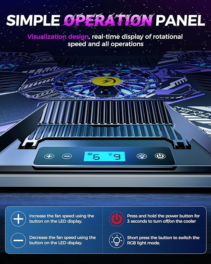 ChillCore Laptop Cooling Pad, RGB Laptop Fan Cooling Pad 9 Fans - Image 4