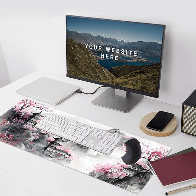 Japanese Cherry Blossom Large Mouse Pad, Gaming Keyboard Desk Pad, Extended - Image 6