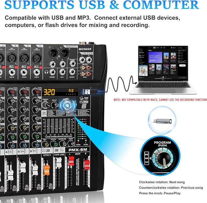 Audio Mixer 6 Channel Professional Mixer Console - Image 7