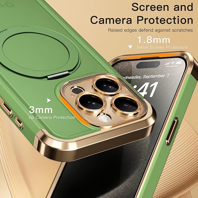 COOLQO for iPhone 15 Pro Max Case 6.7'' Upgraded 360° Spin Magnetic Stand - Image 6
