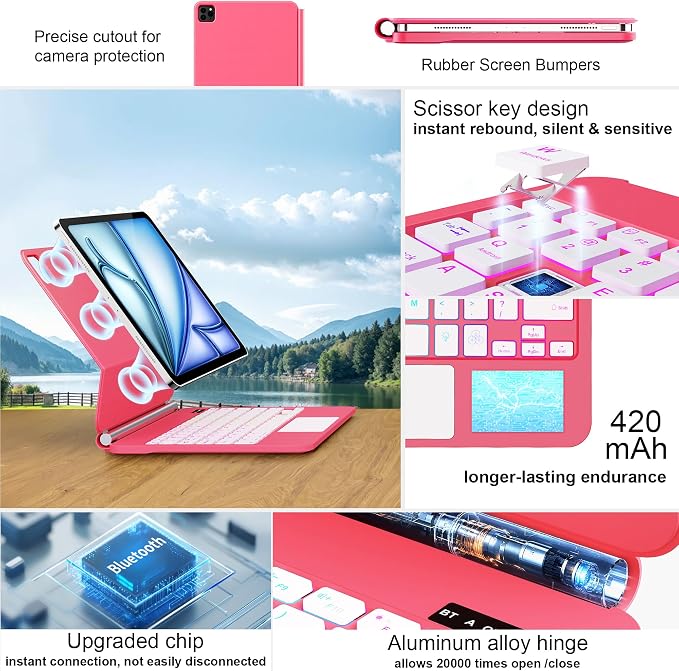 Keyboard Case for iPad Air 13 inch, iPad Pro 12.9 inch，Magic-Style Magnetic – - Image 4