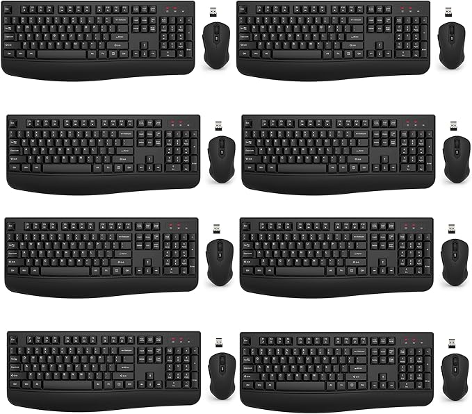 Wireless Keyboard and Mouse Combo, EDJO 2.4G Full-Sized Ergonomic Computer by EDJO
