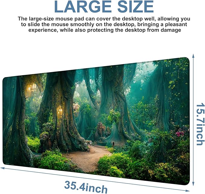Gaming Desk Pad Large Extra Length Mysterious Forest Mouse Pad Keyboard Laptop - Image 3