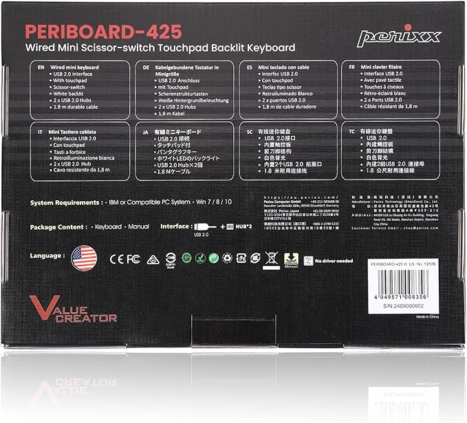Perixx PERIBOARD-425 US Wired Mini USB Keyboard - Image 10