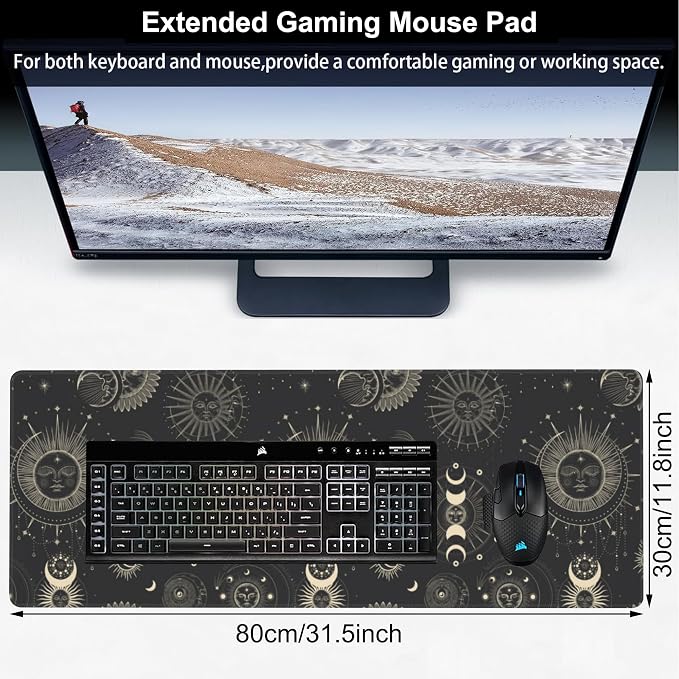 Phase of The Moon Desk Mat, Large Moon Phase Changes Gaming Keyboard Mouse Pad - Image 2