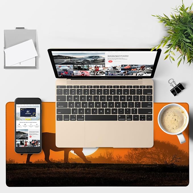 Large Mouse Pad Lion Silhouette Gaming Desk Pad Computer Keyboard Non-Slip - Image 4