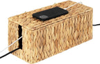 StorageWorks Large Cable Management Box, 2 Slots Wicker Cable Organizer to Hide by StorageWorks