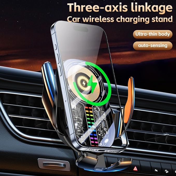 Wireless Car Charger, Cell Phone Car Mount 15W Fast Charging Auto Clamping - Image 5