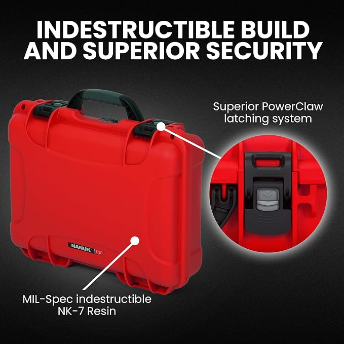 NANUK 910 Hard Case with Customizable Cubed Foam, IP67 Waterproof, Dustproof - Image 2