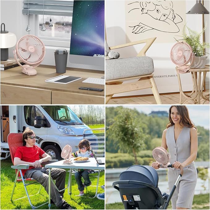 12000mAh Clip on Fan 30H Longest Runtime, 8in Portable Fan Rechargeable - Image 7