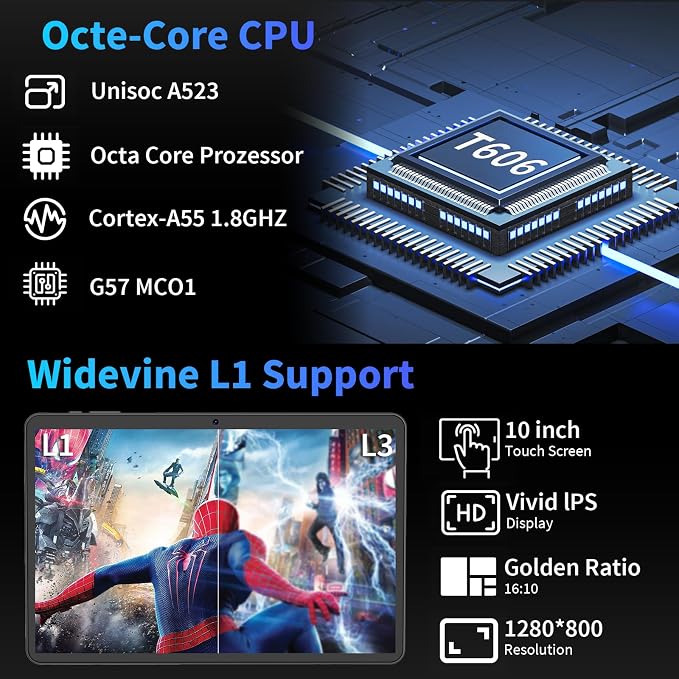 Android 15 Tablet with Keyboard, 26GB+256GB, 10.1 Inch Tablet 8000 mAh Battery - Image 4