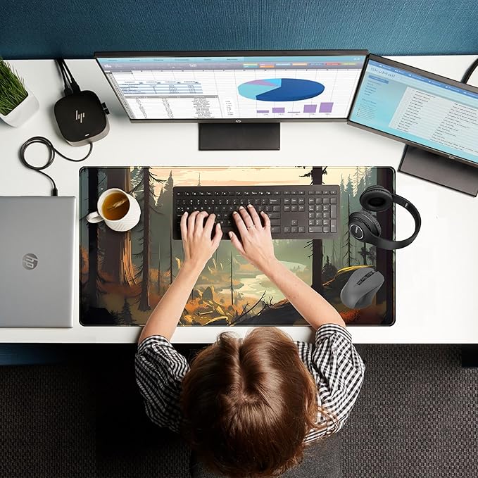 Desk Mat Gaming Desk Pad Valleys, Forest Mouse Pad XXL Extended Large Mouse and - Image 7