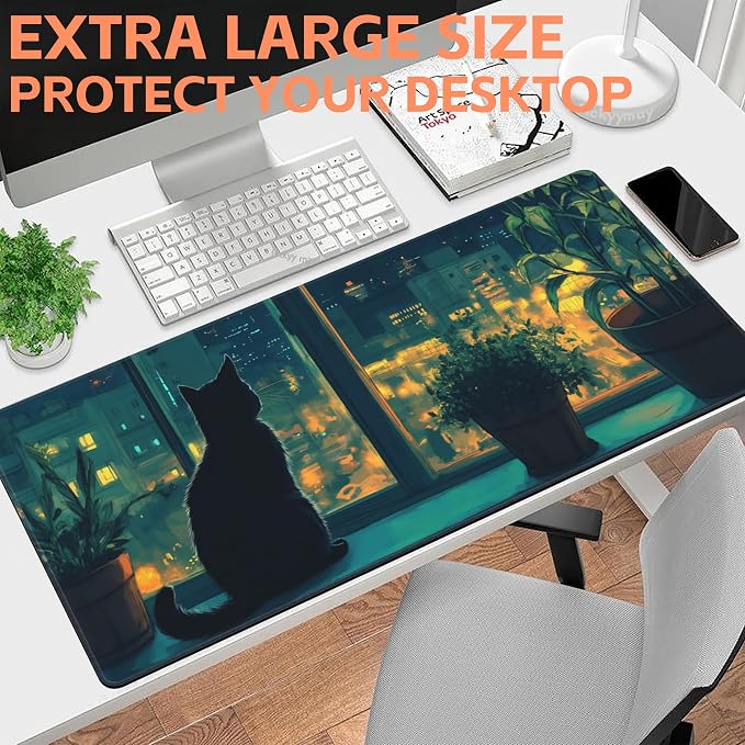 Mouse Pad Large Cat Sitting on The Windowsill Non-Slip Game Desk Mat - Image 6