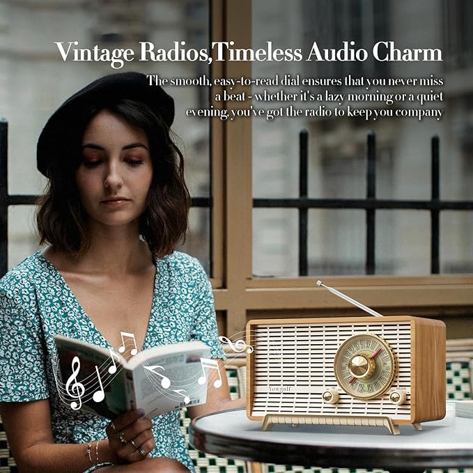 YOWGULF AM FM Radio Classic Retro Wood Table Radio Bluetooth Speakers Radios - Image 4