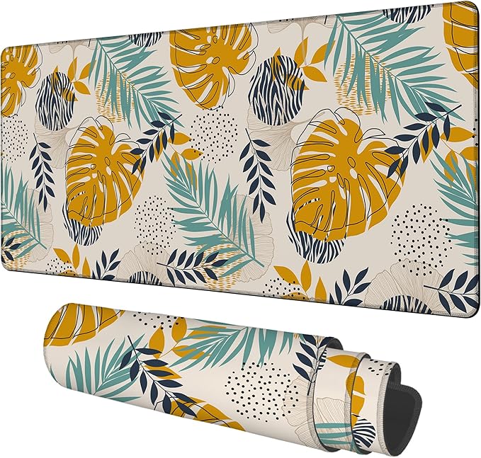 Large Mouse Pad Palm Leaves Gaming Desk Pad Computer Keyboard Non-Slip by Unknown