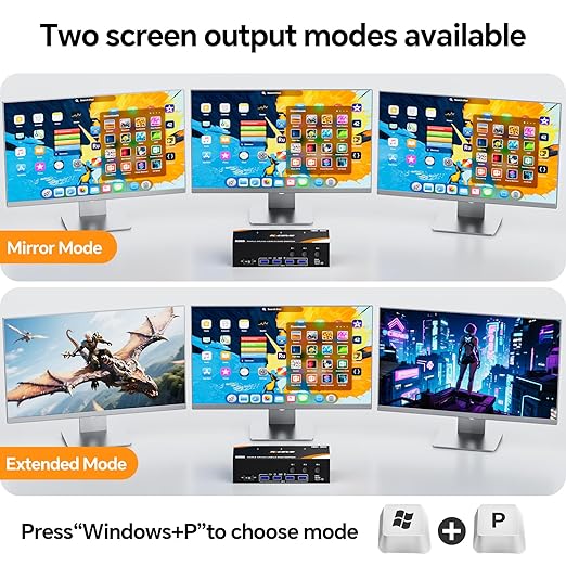 USB 3.0 KVM Switch 3 Monitors 3 Computers Displayport HDMI, Triple Monitor KVM - Image 6