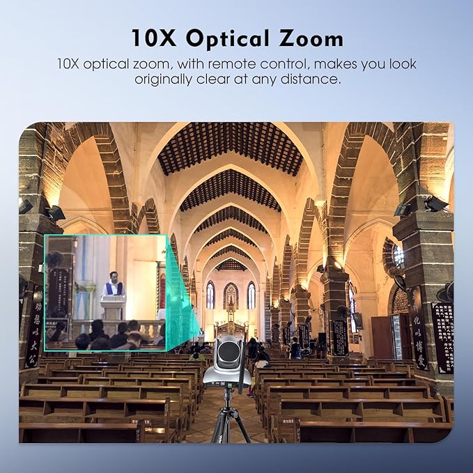 TOALLIN Wireless PTZ Conference Room Camera, 10X Optical Zoom, 1080P Full HD - Image 3