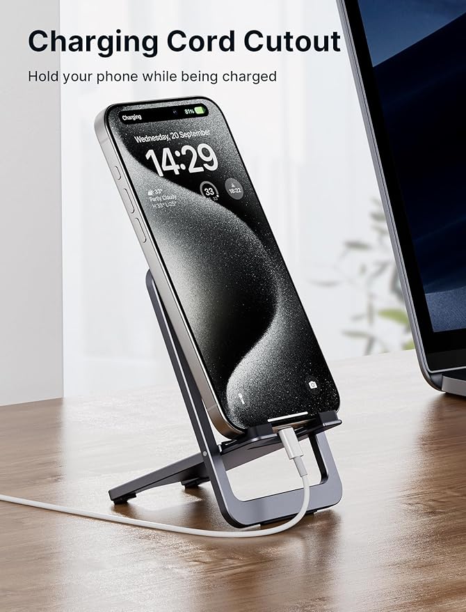 JSAUX Cell Phone Stand, Foldable Aluminum Adjustable Phone Holder - Image 3