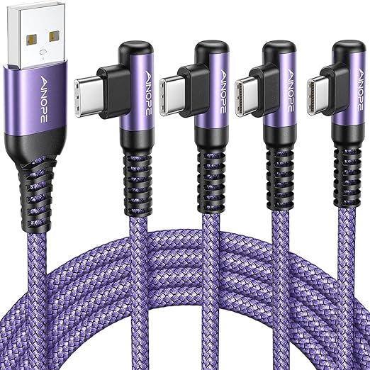 AINOPE 4-Pack USB C Cable, 3.1A C Charger Cable Fast Charging, Right Angle Type by AINOPE10yearsforphoneaccessories