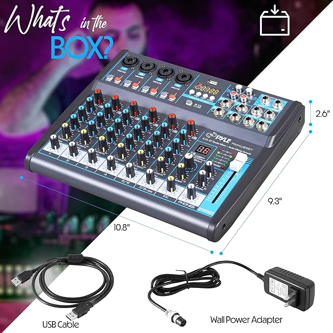 Pyle 8 Channel Bluetooth Studio Mixer - Image 7