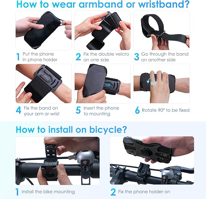 Cikyner Running Armband, 3 in 1 Running Phone Holder Sports Armband Bicycle - Image 5