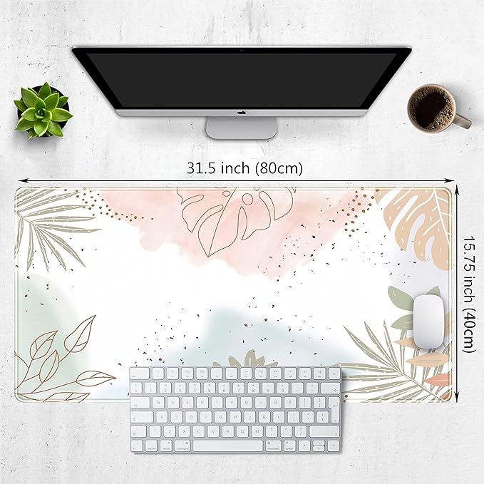 Keyboard mat Boho Pastel Painting Mousepad Matcha Green Plant Abstract - Image 2