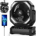 Camping Fan with Light - 20000mAh Rechargeable Battery Fan by KITWLEMEN