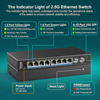 10 Port 2.5G Switch Unmanaged, VIMIN 8X 2.5G Switch Base-T Ports+2X 10G SFP Port - Image 6