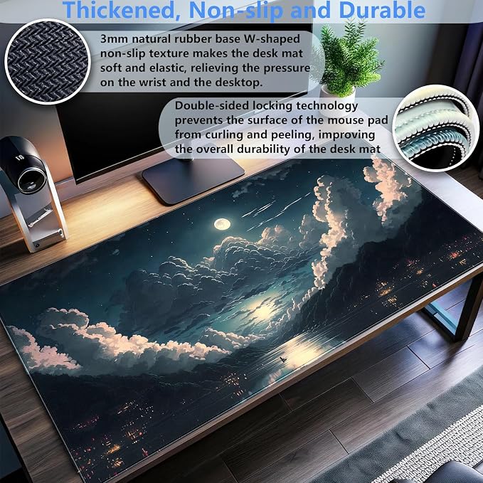 Anime Aesthetics Desk Mat Cloud Mouse Pad Gaming MousePad XXL Computer Mat Full - Image 3