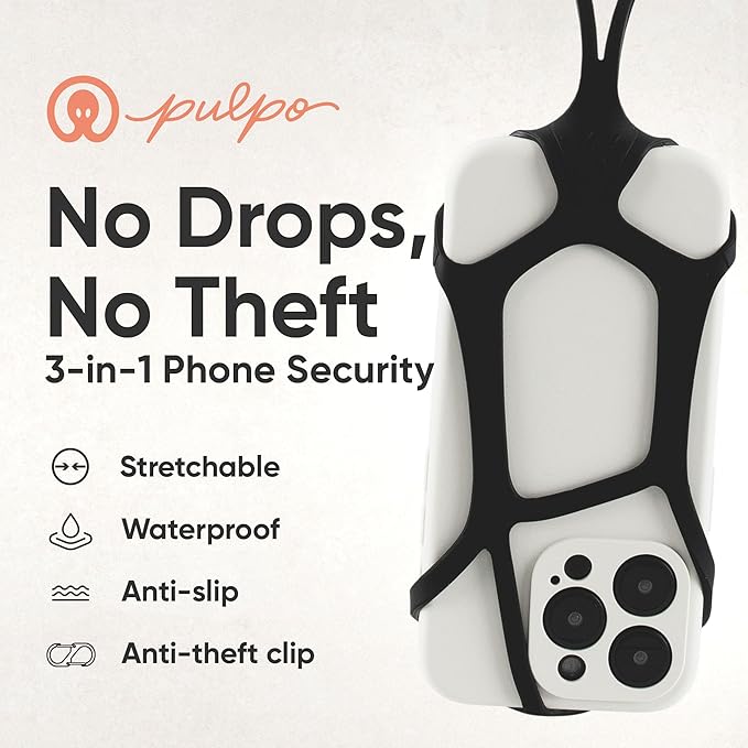 Pulpo Safety Cell Phone Lanyard Black Fits Smartphones 6.1" to 6.8” - Image 2
