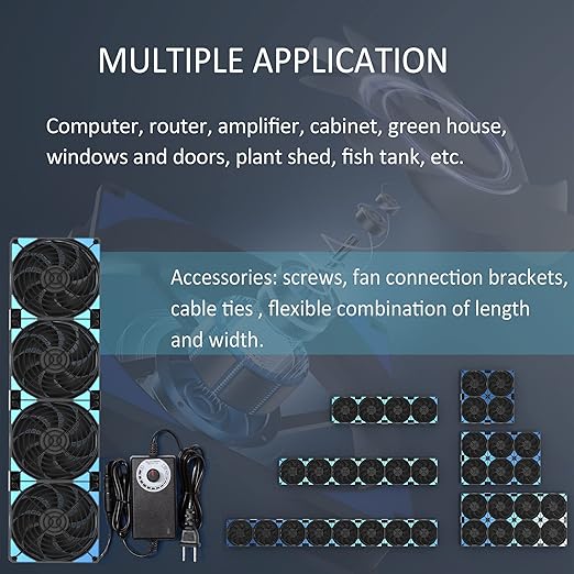 120mmx4 480mm Adjustable Computer PC Vent Fans 3-12V Speed Controller - Image 6