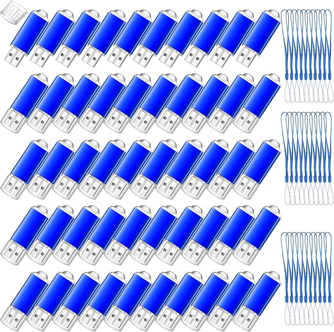 Hoteam 50 Pack USB 2.0 Flash Drives Bulk Blue Portable Thumb Drive by Hoteam
