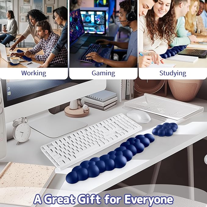 Cloud Wrist Rest for Keyboard and Mouse, Memory Foam PU Leather Keyboard Wrist - Image 6